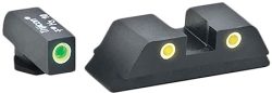 AmeriGlo GL5115 Classic Tritium Sight Set for Glock  Green Tritium White Outline Front Sight-Yellow Tritium White Outline Rear Sight