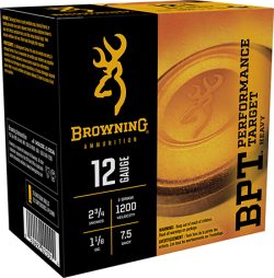 Browning Ammo B193621227 BPT Performance Target Heavy 12Gauge 2.75" 1 1/8oz 7.5Shot 25 Per Box/10 Case