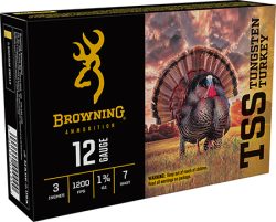 Browning Ammo B193921237 TSS Tungsten Turkey 12Gauge 3" 1 3/4oz Tungsten 7Shot 5 Per Box/10 Case