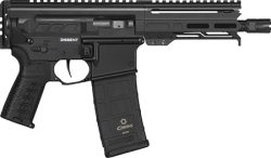 CMMG 94A6867AB Dissent MK4 9mm Luger 33+1 6.50", Black, Picatinny Brace Adapter, 5.50" M-LOK Handguard, Left Side Charging Handle, Zeroed Linear Comp, Zeroed Drop-In Single Stage Trigger