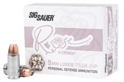 Sig Sauer E9MMA1ROSE20 Rose  9mmLuger 115gr V-Crown Jacketed Hollow Point 20 Per Box/10 Case