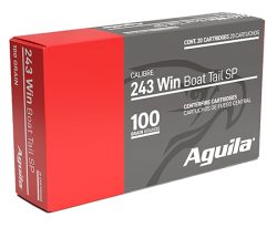 Aguila 8047AG   243Win 100gr InterLock Boat Tail Soft Point 20 Per Box/10 Case