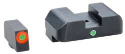 AmeriGlo GL201 i-Dot Sight  Set for Glock  Green Tritium Orange Outline Front Sight-Green Tritium Rear Sight