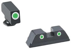 AmeriGlo GL430 Classic Tritium Sight Set for Glock  Green Tritium White Outline Front Sight-Green Tritium White Outline Rear Sight