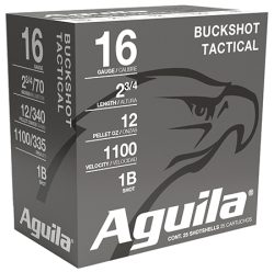 Aguila 1C1601BA Buckshot High Velocity 16Gauge 2.75" 1 1/8oz 1Buck Shot 25 Per Box/10 Case