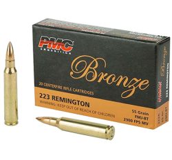 PMC 223A Bronze  223Rem 55gr Full Metal Jacket Boat Tail 20 Per Box/50 Case