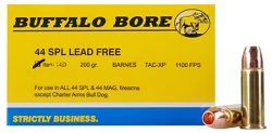 Buffalo Bore Ammunition 14D20 Buffalo-Barnes Strictly Business 44S&W Spl 200gr Barnes TAC-XP Lead Free 20 Per Box/12 Case