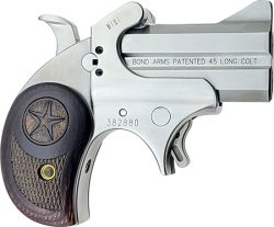 Bond Arms BAM Mini Original 45 Colt (LC) 2rd 2.50"  Stainless Steel Double Barrel & Frame, Auto Extractor & Rebounding Hammer, Blade Front/Fixed Rear Sights, Rosewood Grips, Manual Safety