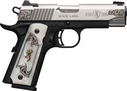 BG 1911-380 MED. S/S ENGRAVED - 380ACP FS 3.58" WHITE PEARL