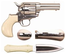 CIMARRON DOC HOLLIDAY COMBO - 45LC FS 3.5" NICKEL TRU-IVORY