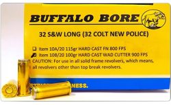 Buffalo Bore Ammunition 4525520 Outdoorsman Strictly Business 45ACP +P 255gr Hard Cast Flat Nose 20 Per Box/12 Case
