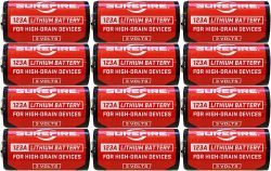 SureFire SF12ABBCS 123A Batteries  Red/Black 3.0 Volts 1,550 mAh (12) Single Package Clamshell