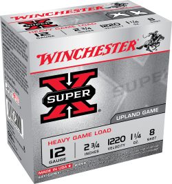 Winchester Ammo XU12SP8 Super X Heavy Game Load 12Gauge 2.75" 1 1/4oz 8Shot 25 Per Box/10 Case