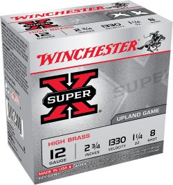 Winchester Ammo X128 Super X Heavy Game Load High Brass 12Gauge 2.75" 1 1/4oz 8Shot 25 Per Box/10 Case