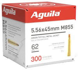 Aguila 1E556125 Green Tip M855 5.56x45mm NATO 62gr Full Metal Jacket Boat Tail 300 Per Box/4 Case