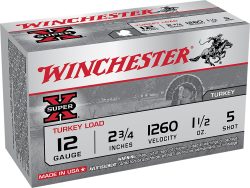 Winchester Ammo X12MT5 Super X Magnum Turkey 12Gauge 2.75" 1 1/2oz Copper Plated 5Shot 10 Box/10 Case