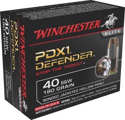 Winchester Ammo S40SWPDB1 Defender  40S&W 180gr Bonded Jacket Hollow Point 20 Per Box/10 Case