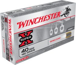 Winchester Ammo WC402 Super X  40S&W 180gr Winclean Brass Enclosed Base 50 Per Box/10 Case