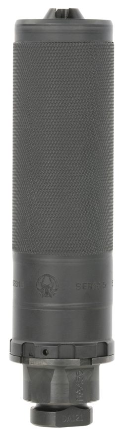 Dead Air SIERR5XM Sierra-5  5.56mm 1.50"D 1/2"-28 tpi Thread Pattern Made of Stellite Baffles & Stainless Steel Tube with Black Cerakote Finish Includes Xeno Flash Hider & Mount