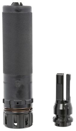 Dead Air SIERRA5KM Sierra-5  5.56mm 1.50"D 1/2"-28 tpi Thread Pattern Made of Stellite Baffles & Stainless Steel Tube with Black Cerakote Finish Includes KeyMo Flash Hider & Mount