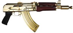 Zastava Arms Usa ZP92762SRGL ZPAP92  7.62x39mm 30+1 10" 24K Gold Plated/ Cold HammerForged/ Chrome Lined Barrel, Steel 24K Gold Plated Receiver, Serbian Red Wood Grips