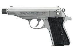Walther Arms 4796062 PP SD Carry Frame 32 ACP 8+1 3.90" Stainless Steel Threaded Barrel, Stainless Steel Slide & Frame w/Beavertail, Black Polymer Grip
