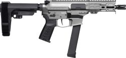 CMMG 99A290FTNG Banshee FE MkGs 9mm Luger 33+1 5" Black Nitride Threaded Barrel, M-LOK Handguard, Tungsten Cerakote Aluminum Receiver w/Picatinny Rail, Black Polymer CMMG RipBrace, CMMG Zeroed Grip
