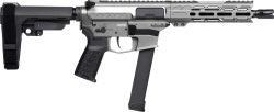 CMMG 99A520FTNG Banshee FE MkGs 9mm Luger 33+1 8" Black Nitride Threaded Barrel, M-LOK Handguard, Tungsten Cerakote Aluminum Receiver w/Picatinny Rail, Black Polymer CMMG RipBrace, CMMG Zeroed Grip