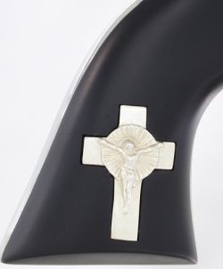 CIMARRON HOLY SMOKER 45LC FS - 4.75" WHITE/SILVER CROSS BLACK