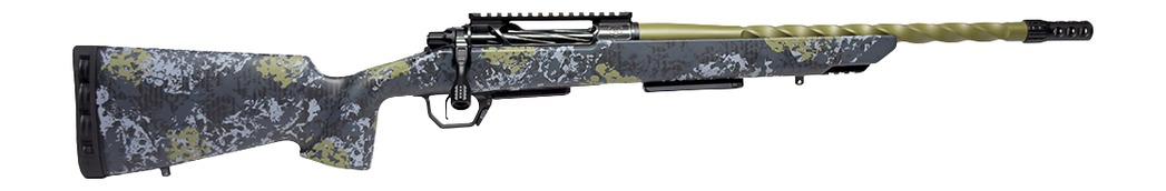 Horizon Firearms HRF-VE2-7PRC-22R Venatic 2 7mm PRC 22″ Sage Green Spiral Fluted Threaded Barrel, Black DLC Receiver w/Picatinny Rail, Arca Rail Forend, Artic Moss Iota EKO X Carbon Fiber Stock